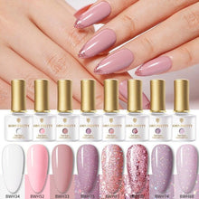 Load image into Gallery viewer, Fashion 2022 New Womens Colorful Nail Gel Polish Modern Glitter Pink Purple UV Diamond Stylish Design Nail Colors Gel For Girls and Women In Shinny Trend Color
