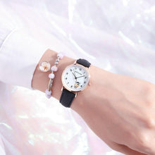 Load image into Gallery viewer, Fashion Childrens Set Bracelet Watch Student Watch Girl Leather Strap Quartz Watch Leather Strap Quartz Watch Children Set Bracelet Watch Leather Band Luxury Quartz Wristwatch
