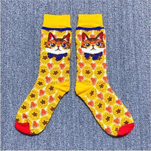 Load image into Gallery viewer, Fashion Colorful Print Socks Women Mushroom Spring Woman Socks Cotton Socks For Women Cotton Men's and Women's Printed Funky Socks - Unisex Mid Crew Length Breathable Pure Cotton Super Soft Quirky Prints Socks
