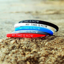 Load image into Gallery viewer, Fashion Couple Bracelets My Time Is Now Silicone Bracelet For Men Women Rubber Wrist Outdoor Sports Elasticity Bangle Strap Silicone Inspirational Bracelets Set For Mens Women Motivation Rubber Wristbands Bracelet
