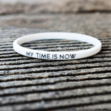 Load image into Gallery viewer, Fashion Couple Bracelets My Time Is Now Silicone Bracelet For Men Women Rubber Wrist Outdoor Sports Elasticity Bangle Strap Silicone Inspirational Bracelets Set For Mens Women Motivation Rubber Wristbands Bracelet

