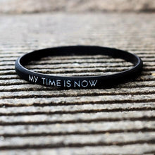 Load image into Gallery viewer, Fashion Couple Bracelets My Time Is Now Silicone Bracelet For Men Women Rubber Wrist Outdoor Sports Elasticity Bangle Strap Silicone Inspirational Bracelets Set For Mens Women Motivation Rubber Wristbands Bracelet
