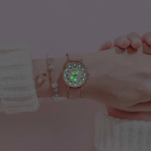 Load image into Gallery viewer, Fashion Girls Quartz Watches Bracelet Set Luminous Dial Watch Women Casual Leather Female Wrist Watch Leather Band Thin Minimalist Casual Simple Dress Quartz Analog Watch

