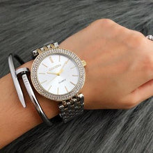 Load image into Gallery viewer, Fashion Luxury Silver Watch Women Watches Rhinestone Womens Watches Stainless Steel Watch And Bracelet Set For Women Rose Gold Rhinestone Wrist Watch With Bangles Mother Bracelet Watches
