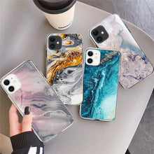 Load image into Gallery viewer, Fashion Marble Pattern Phone Case For iPhone 13 12 11 Pro Max 7 8 6 6S Plus X XR XS Max 12Mini 5 5S SE Cute Soft TPU Cover Full Body Protection with Raised Bezel
