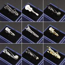 Load image into Gallery viewer, Fashion Metal Men Tie Clip Golden Musical Instrument Shape Simple Bar Clasp  Luxury Fashion Necktie Tie Clips Bar Variety Pattern Mens Suit Wedding Gift Unique Tie Clip

