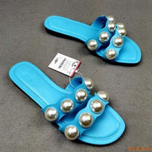 Load image into Gallery viewer, Fashion Party Dresses Shoes Pearl Sandals Flat Women Flip Flops Casual Beach Flat Slippers Dressy Flat Sandals With Pearls Slip On Summer Beach Bridal Shoes

