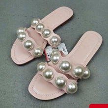 Load image into Gallery viewer, Fashion Party Dresses Shoes Pearl Sandals Flat Women Flip Flops Casual Beach Flat Slippers Dressy Flat Sandals With Pearls Slip On Summer Beach Bridal Shoes
