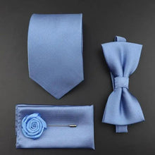 Load image into Gallery viewer, Fashion Red Business Necktie Matching Bowtie Flower Vintage Design Set For Men Self-Tie Bow Tie And Pocket Square Classic Business Tuxedo Wedding Bowties Handkerchief Set Men Necktie And Pocket Square Set

