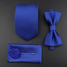 Load image into Gallery viewer, Fashion Red Business Necktie Matching Bowtie Flower Vintage Design Set For Men Self-Tie Bow Tie And Pocket Square Classic Business Tuxedo Wedding Bowties Handkerchief Set Men Necktie And Pocket Square Set
