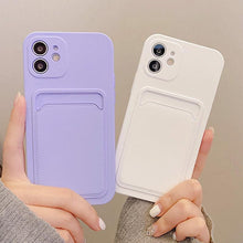 Load image into Gallery viewer, Fashion Sleek Phone Case For Iphone 11 Cases Card Slot Silicon Iphone 13 Pro Max 12 13 Mini Covers Elegant Simple Ultra-thin Back Mobile Phone Case with Card Holder
