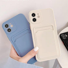 Load image into Gallery viewer, Fashion Sleek Phone Case For Iphone 11 Cases Card Slot Silicon Iphone 13 Pro Max 12 13 Mini Covers Elegant Simple Ultra-thin Back Mobile Phone Case with Card Holder
