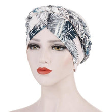 Load image into Gallery viewer, Fashion Soft Cotton Print Braid Turban Lightweight Muslim Turbans Head For Women Women's Hijabs Caps Hat Lightweight Inner Hijab Caps Elegant Arab Wrap Head Scarves Turban Scarf For Women
