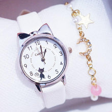 Load image into Gallery viewer, Fashion Student Girl Watch Cute Little Cat Watch Kids Children Quartz Watch Unisex Wrist Watches Stainless Steel Dial Leather Strap Watches Quartz Fashion Simple Cute Watches For Women
