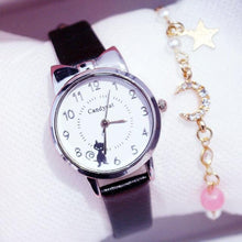 Load image into Gallery viewer, Fashion Student Girl Watch Cute Little Cat Watch Kids Children Quartz Watch Unisex Wrist Watches Stainless Steel Dial Leather Strap Watches Quartz Fashion Simple Cute Watches For Women
