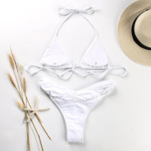 Load image into Gallery viewer, Fashion Swimwear Women Bikini Sets Women Lace Up Two Piece String Bikinis Beach Swimsuit Triangle Bathing Suit Side Tie Swimwear String Swimming Suit For Women Bathing Suit Micro Halter String Triangle Bikini
