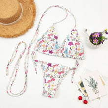 Load image into Gallery viewer, Fashion Swimwear Women Bikini Sets Women Lace Up Two Piece String Bikinis Beach Swimsuit Triangle Bathing Suit Side Tie Swimwear String Swimming Suit For Women Bathing Suit Micro Halter String Triangle Bikini

