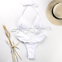 Load image into Gallery viewer, Fashion Swimwear Women Bikini Sets Women Lace Up Two Piece String Bikinis Beach Swimsuit Triangle Bathing Suit Side Tie Swimwear String Swimming Suit For Women Bathing Suit Micro Halter String Triangle Bikini
