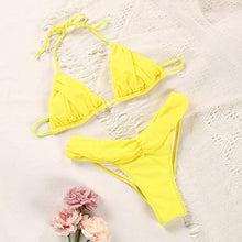 Load image into Gallery viewer, Fashion Swimwear Women Bikini Sets Women Lace Up Two Piece String Bikinis Beach Swimsuit Triangle Bathing Suit Side Tie Swimwear String Swimming Suit For Women Bathing Suit Micro Halter String Triangle Bikini
