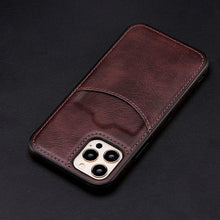 Load image into Gallery viewer, Fashion Wallet Card Holder Back Cover For iPhone 13 Pro Max 12 Mini 11 Xr X Xs 14 Pro Max Luxury PU Leather Case Genuine Leather iPhone Cover For Men Stylish Slim Design

