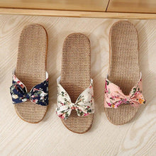 Load image into Gallery viewer, Fashion Woman Beach Floral Pattern Butterfly Knot Slippers Unique Flat Flip Flops Design For Women Outdoor Home Slippers
