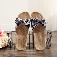 Load image into Gallery viewer, Fashion Woman Beach Floral Pattern Butterfly Knot Slippers Unique Flat Flip Flops Design For Women Outdoor Home Slippers
