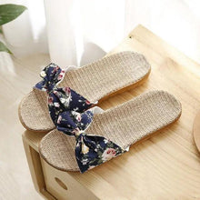 Load image into Gallery viewer, Fashion Woman Beach Floral Pattern Butterfly Knot Slippers Unique Flat Flip Flops Design For Women Outdoor Home Slippers
