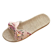 Load image into Gallery viewer, Fashion Woman Beach Floral Pattern Butterfly Knot Slippers Unique Flat Flip Flops Design For Women Outdoor Home Slippers
