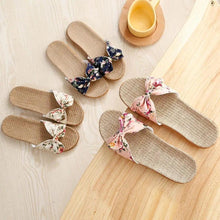 Load image into Gallery viewer, Fashion Woman Beach Floral Pattern Butterfly Knot Slippers Unique Flat Flip Flops Design For Women Outdoor Home Slippers
