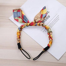 Load image into Gallery viewer, Fashion Women Chiffon Floral Bowknot Braid Headbands Ladies Girl Rabbit Ears Hairband Elastic Banana Leaf Beach Gorgeous Hair Accessories For Women
