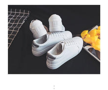 Load image into Gallery viewer, Fashion  Women's Vulcanize White Shoes Spring New Casual Classic Leather Women Casual White Sneakers Casual Sports Flat Low Top Sneaker Lace-up Classic Shoes
