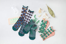 Load image into Gallery viewer, Fashion Women Socks New Spring Summer Mesh Thin Long Printed Socks Women Casual Breathable Fresh Flower Socks Korea Style Color Thin Socks For Women
