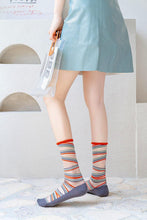 Load image into Gallery viewer, Fashion Women Socks New Spring Summer Mesh Thin Long Printed Socks Women Casual Breathable Fresh Flower Socks Korea Style Color Thin Socks For Women
