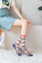 Load image into Gallery viewer, Fashion Women Socks New Spring Summer Mesh Thin Long Printed Socks Women Casual Breathable Fresh Flower Socks Korea Style Color Thin Socks For Women
