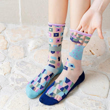 Load image into Gallery viewer, Fashion Women Socks New Spring Summer Mesh Thin Long Printed Socks Women Casual Breathable Fresh Flower Socks Korea Style Color Thin Socks For Women
