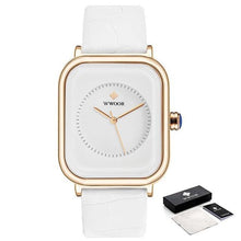 Load image into Gallery viewer, Fashion Women Watches White Leather Minimalist Rectangle Ladies Quartz Dress Wristwatch Fashion Leather Wrist Watch Rectangle Elegant Simple Dial Analog Quartz Dress Watch
