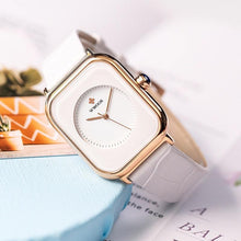 Load image into Gallery viewer, Fashion Women Watches White Leather Minimalist Rectangle Ladies Quartz Dress Wristwatch Fashion Leather Wrist Watch Rectangle Elegant Simple Dial Analog Quartz Dress Watch
