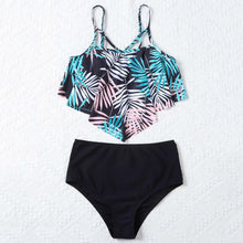Load image into Gallery viewer, Fashionable And Stylish Design Women Leaf Print Soft Comfortable Suitable High Waist Swimsuit Bikini Women's Suits Two Pieces Top High Waist Bottom Two Piece Sets Beach Swimwear
