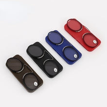 Load image into Gallery viewer, Fashionable Design Stick On Phone Mini Clip Nose Bridge Reading Glasses With Mini Folding Case Reading Men Ultralight Glasses Lightweight Frames Eyewear
