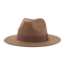 Load image into Gallery viewer, Fashionable Fedora Hats Women Wide Brim Dress Caps  Women's Fedora Hats Elegant Wide Brim Fedora Hat  Wedding Men Hat Warm Retro Style Belt 56-58cm
