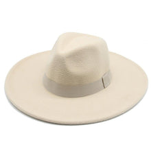 Load image into Gallery viewer, Fashionable Fedora Hats Women Wide Brim Dress Caps  Women's Fedora Hats Elegant Wide Brim Fedora Hat  Wedding Men Hat Warm Retro Style Belt 56-58cm
