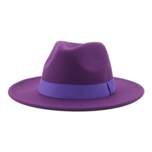 Load image into Gallery viewer, Fashionable Fedora Hats Women Wide Brim Dress Caps  Women's Fedora Hats Elegant Wide Brim Fedora Hat  Wedding Men Hat Warm Retro Style Belt 56-58cm
