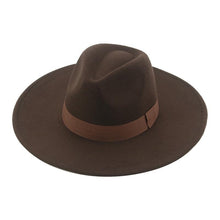 Load image into Gallery viewer, Fashionable Fedora Hats Women Wide Brim Dress Caps  Women's Fedora Hats Elegant Wide Brim Fedora Hat  Wedding Men Hat Warm Retro Style Belt 56-58cm
