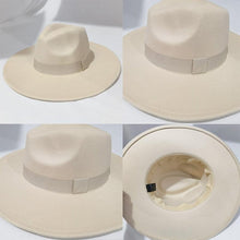 Load image into Gallery viewer, Fashionable Fedora Hats Women Wide Brim Dress Caps  Women's Fedora Hats Elegant Wide Brim Fedora Hat  Wedding Men Hat Warm Retro Style Belt 56-58cm

