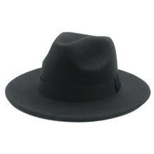 Load image into Gallery viewer, Fashionable Fedora Hats Women Wide Brim Dress Caps  Women's Fedora Hats Elegant Wide Brim Fedora Hat  Wedding Men Hat Warm Retro Style Belt 56-58cm
