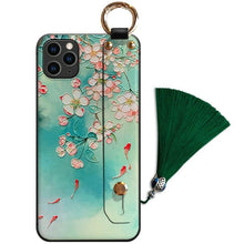 Load image into Gallery viewer, Fashionable Flower Phone Case for iPhone 11 12 13 14 Pro MAX X XS MAX XR 8 7 6 6s Plus X Soft Back Cases Wrist Strap Tassel Cover shockproof Hard Back Cover Slim Full Body Protective Trendy Cute Stylish Phone Case for Women
