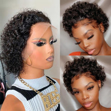 Load image into Gallery viewer, Fashionable Pixie Cut Wig Short Curly Human Hair Wigs Human Hair Wig 13X1 Lace Wig For Women Human Hair Pre Plucked For Black Women Gifts for Girlfriends
