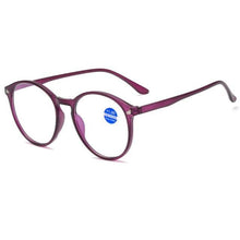 Load image into Gallery viewer, Fashionable Women And Men Round Reading Glasses Fashion Ultra Light Anti Blue Light Eyeglasses Unisex Stylish Eyeglasses Glasses Clear Lens Diopters +1+1.5+2+2.5+3+3.5+4
