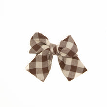 Load image into Gallery viewer, Fawn Gingham Petite Hair Bow
