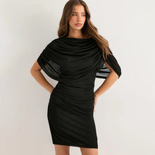 Load image into Gallery viewer, Women's Sleeveless Bodycon Midi Dress with Mesh Paneling – High Waist

